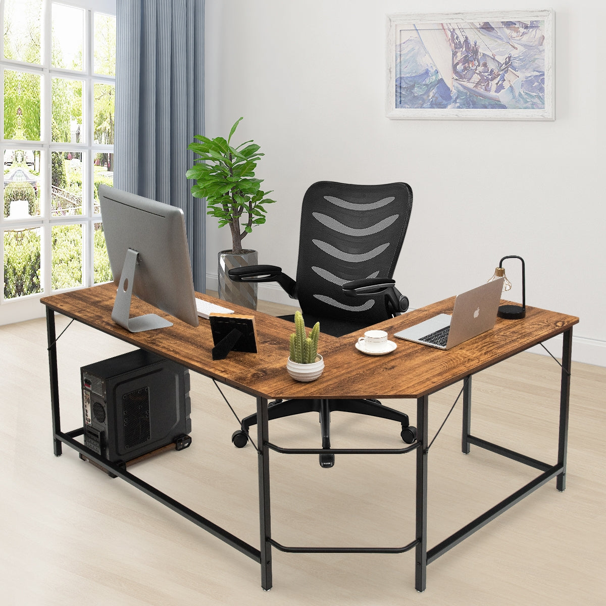 L Shaped Desk Corner Computer Desk PC Laptop Gaming Table Workstation by DirectDeals