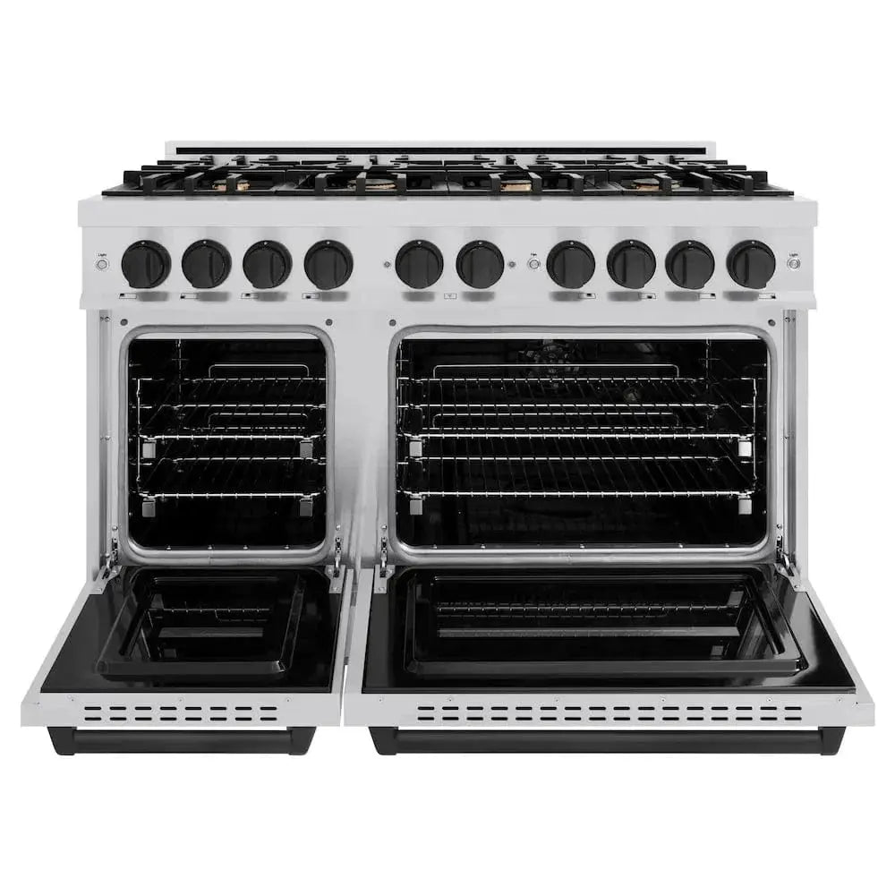 ZLINE 48" Dual Fuel Range, Gas Cooktop, Electric Convection Oven Stainless Steel, Matte Black CDRZ-48-MB by Farmhouse Kitchen and Bath