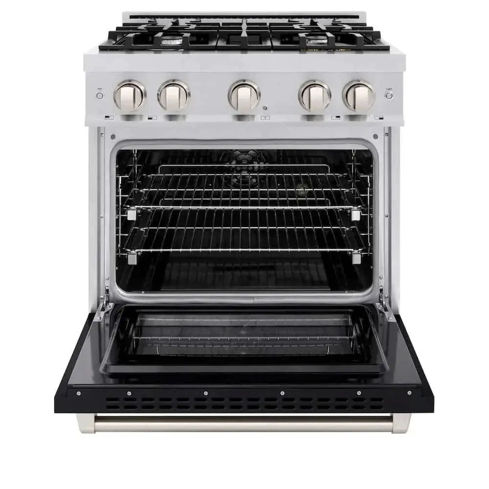 ZLINE 30" Select Gas Range Convection Gas Oven Stainless Steel Black Matte Door HGR-BLM-30 by Farmhouse Kitchen and Bath