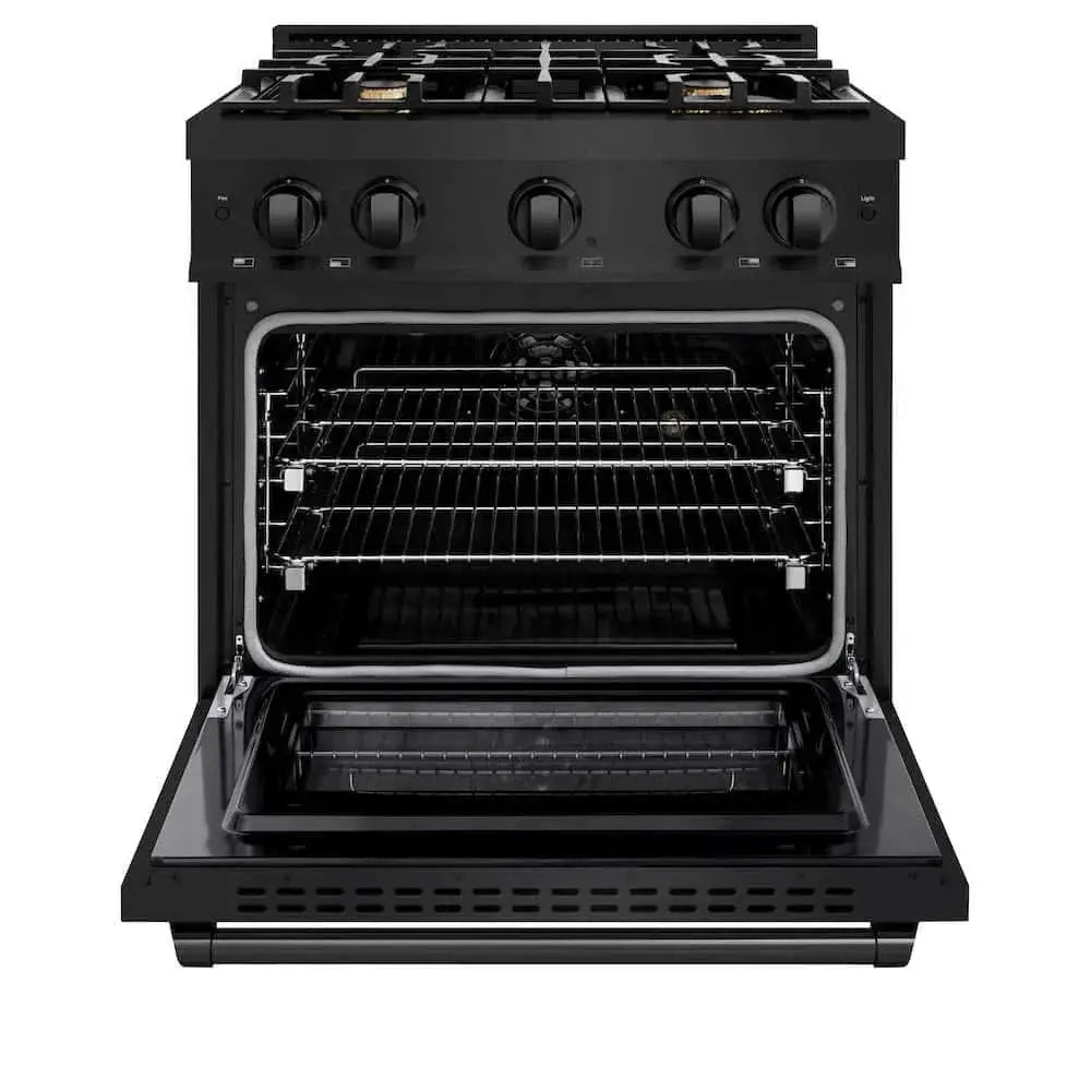 ZLINE 30" Select Gas Range Convection Gas Oven Black Stainless Steel Brass Burners HGRB-BR-30 by Farmhouse Kitchen and Bath