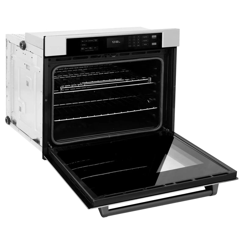 ZLINE 30" Autograph Edition Professional True Convection Single Wall Oven, Air Fry, Self Clean, Stainless Steel, Matte Black WASZ-30-MB by Farmhouse Kitchen and Bath