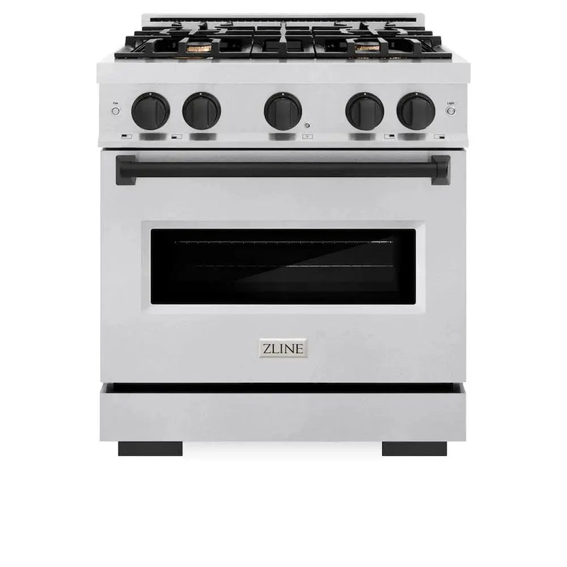 ZLINE 30"Classic Gas Range, Convection Gas Oven, DuraSnow® Stainless Steel, Matte Black CGRSZ-30-MB by Farmhouse Kitchen and Bath