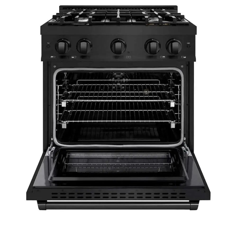 ZLINE 30" Select Dual Fuel Range Gas Cooktop Electric Convection Oven Black Stainless Steel HDRB-30 by Farmhouse Kitchen and Bath