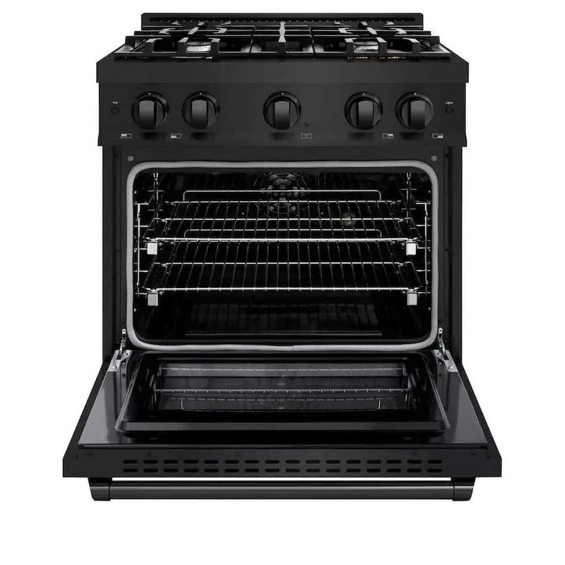 ZLINE 30" Select Dual Fuel Range Gas Cooktop Electric Convection Oven Black Stainless Steel HDRB-30 by Farmhouse Kitchen and Bath