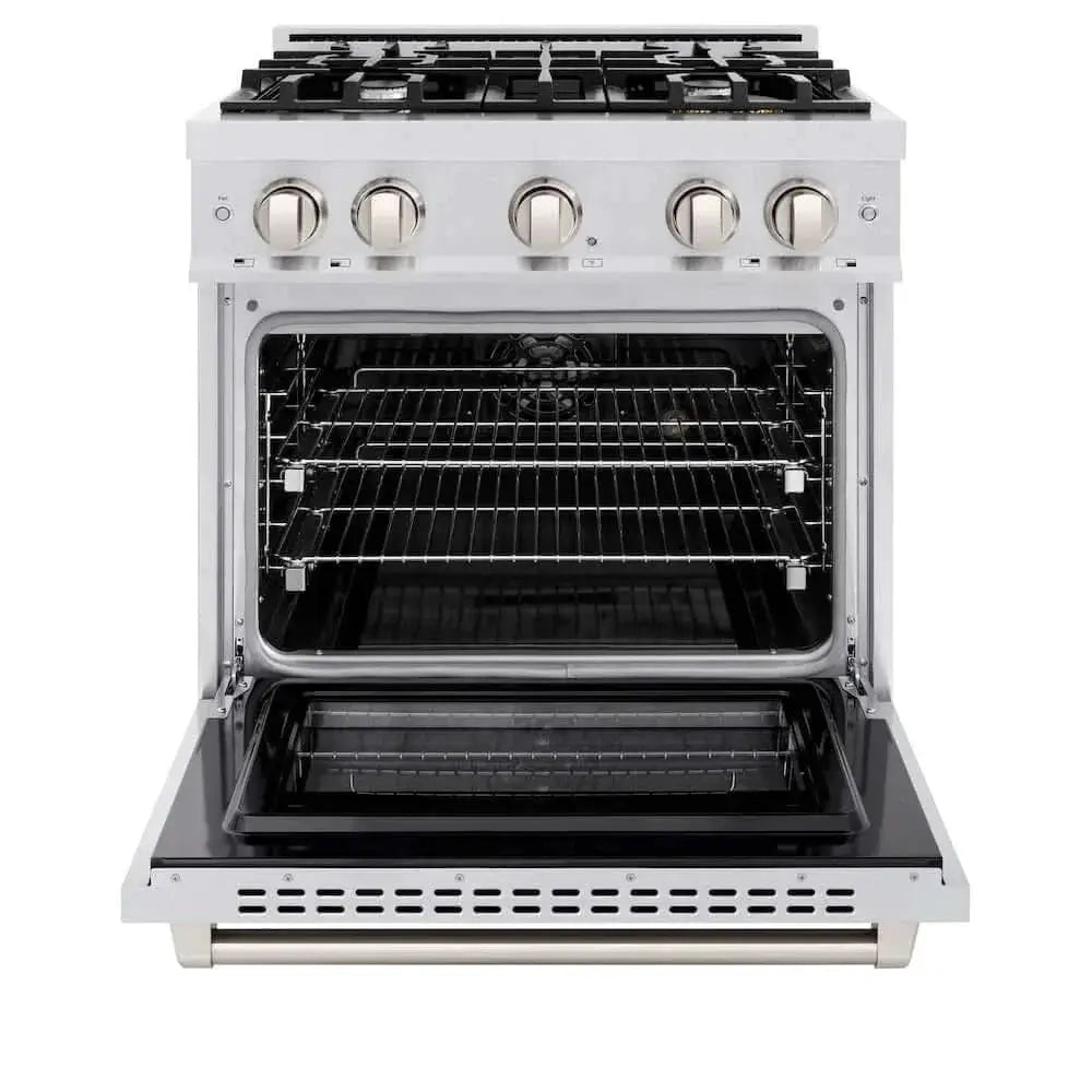 ZLINE 30" Select Gas Range Convection Gas Oven DuraSnow® Stainless Steel HGRS-30 by Farmhouse Kitchen and Bath