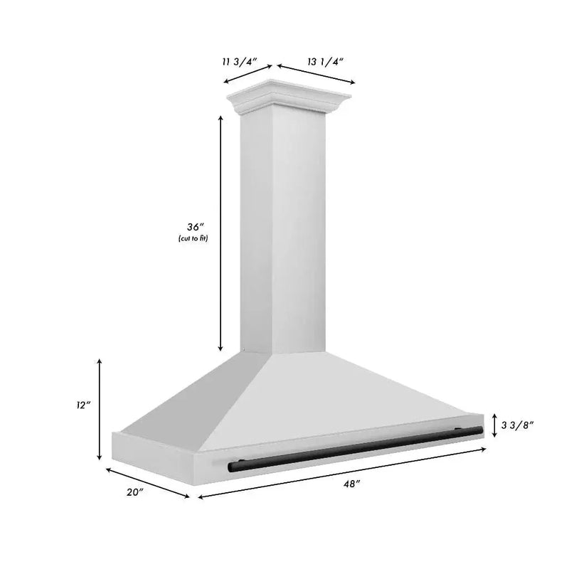 ZLINE 48" Autograph Edition Stainless Steel Range Hood, Matte Black KB4STZ-48-MB by Farmhouse Kitchen and Bath