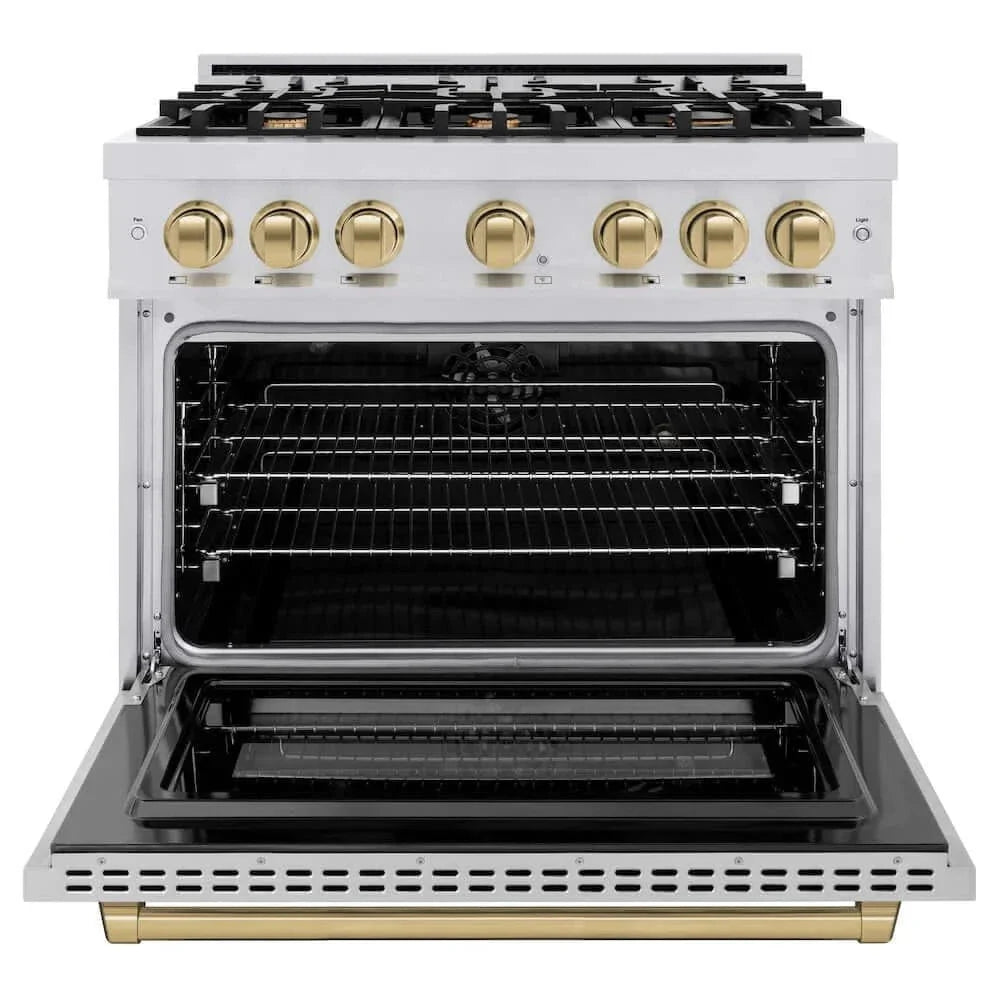 ZLINE 36" Select Gas Range Convection Gas Oven Stainless Steel Champagne Bronze HGRZ-36-CB by Farmhouse Kitchen and Bath