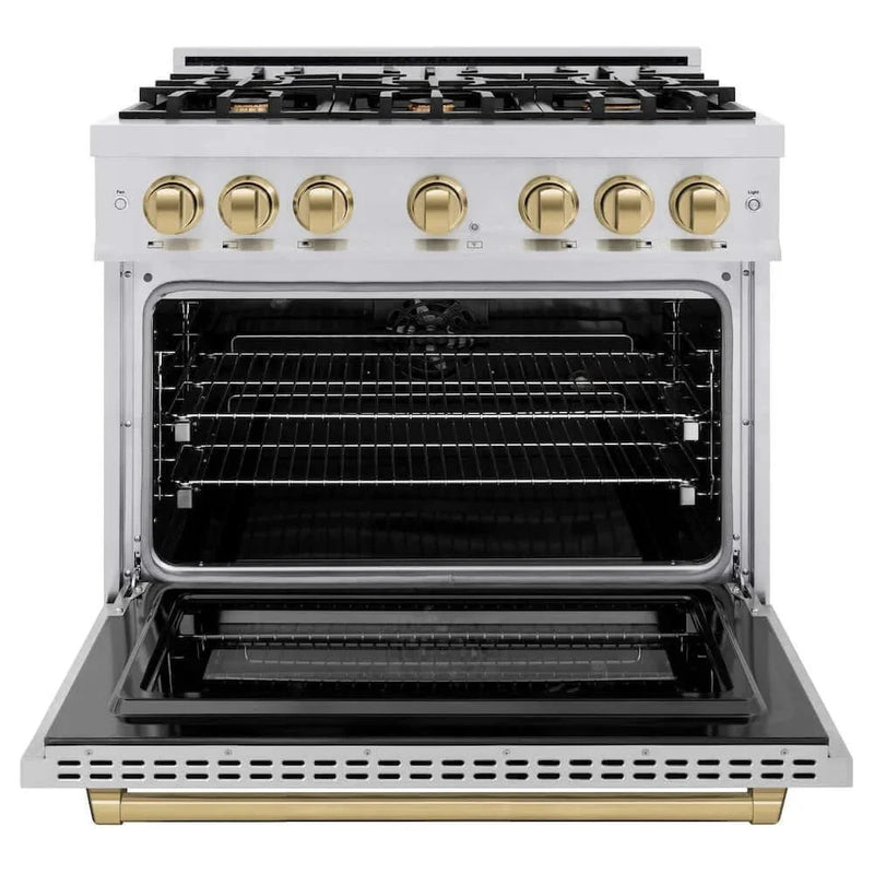 ZLINE 36" Select Gas Range Convection Gas Oven Stainless Steel Champagne Bronze HGRZ-36-CB by Farmhouse Kitchen and Bath