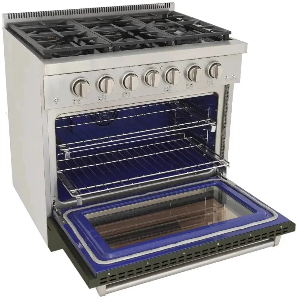 Kucht 36" Freestanding Professional Gas Range Liquid Propane KFX3600X/LP-G by Farmhouse Kitchen and Bath