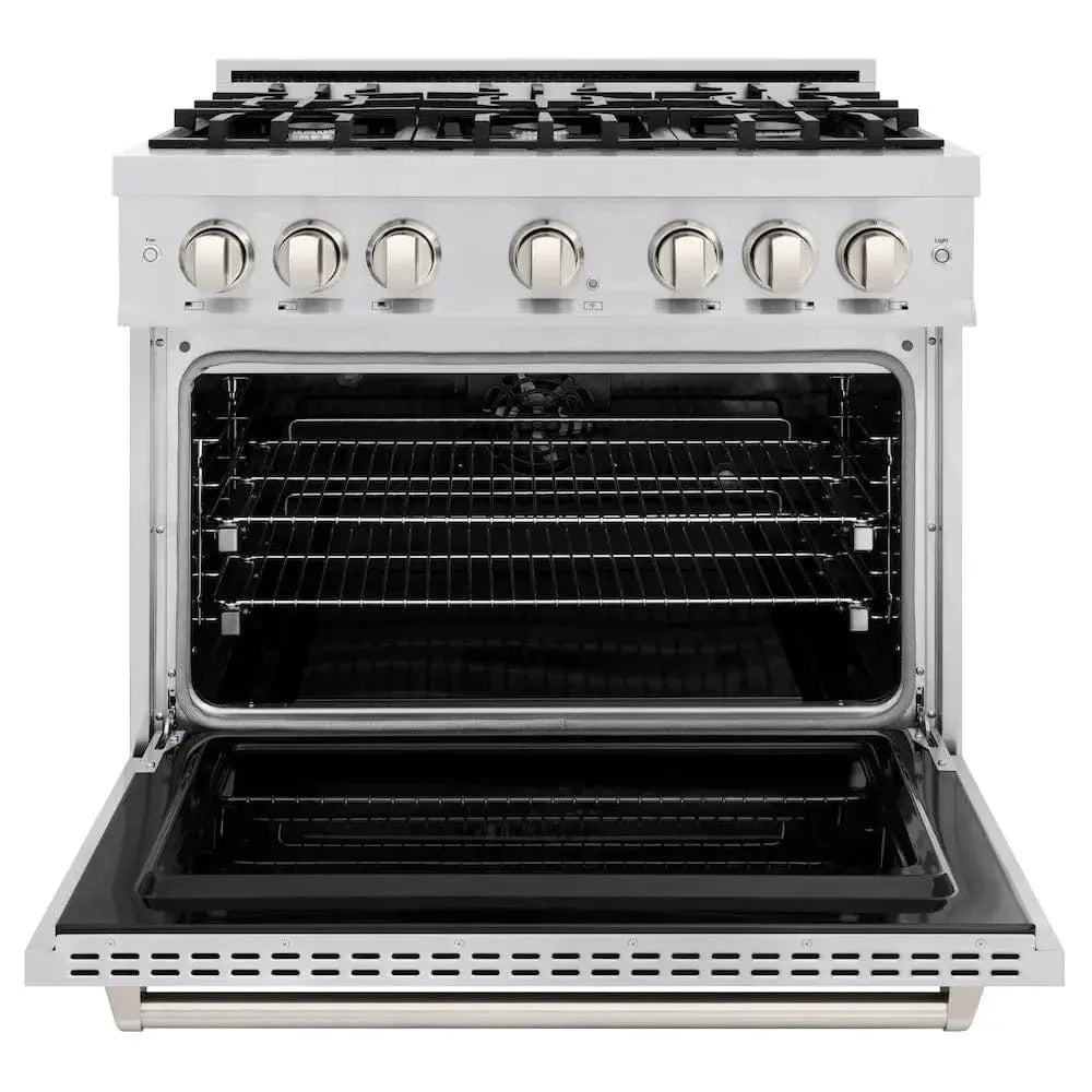 ZLINE 36" Dual Fuel Range, Gas Cooktop, Electric Convection Oven Stainless Steel, CDR36 by Farmhouse Kitchen and Bath