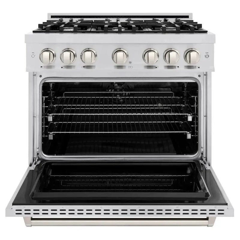 ZLINE 36" Dual Fuel Range, Gas Cooktop, Electric Convection Oven Stainless Steel, CDR36 by Farmhouse Kitchen and Bath