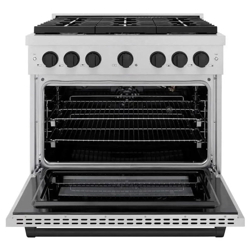 ZLINE 36"Gas Range, Convection Gas Oven, DuraSnow® Matte Black, SGRSZ-36-MB by Farmhouse Kitchen and Bath
