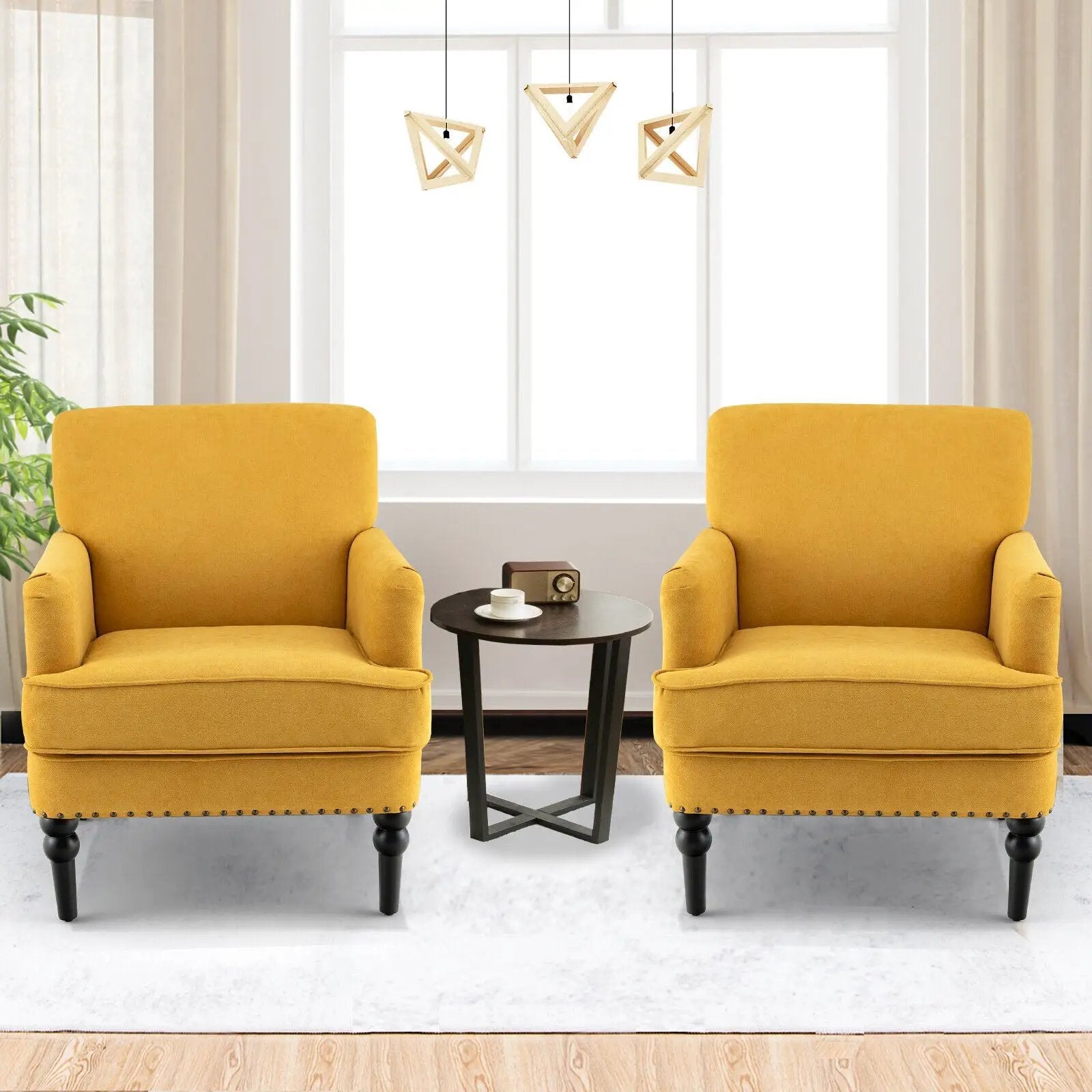 Modern Upholstered Padded Accent Chair with Rubber Wood Legs by DirectDeals