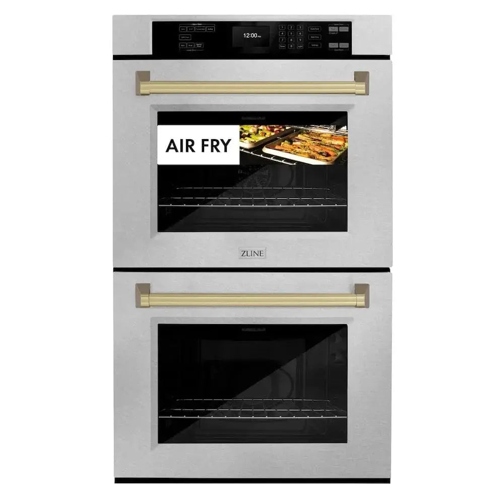ZLINE 30"Professional True Convection Double Wall Oven, Air Fry, Self Clean, DuraSnow® Champagne Bronze WADSZ-30-CB by Farmhouse Kitchen and Bath