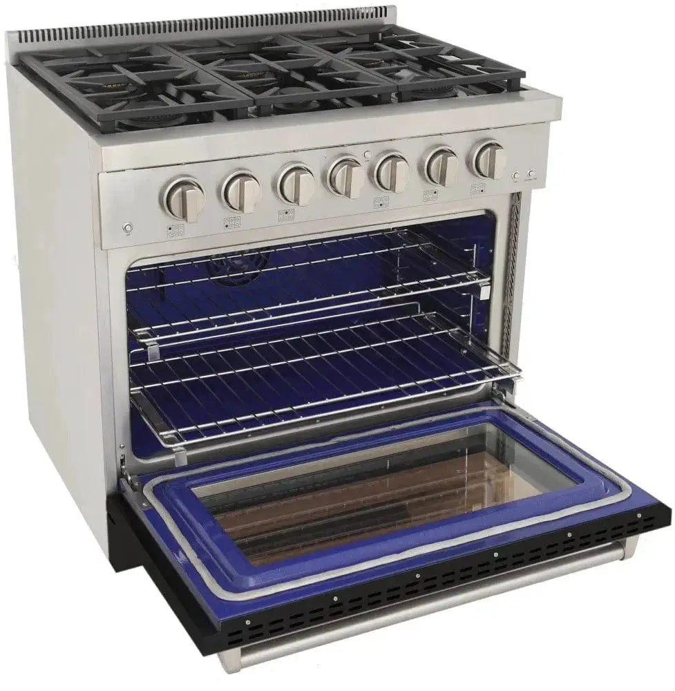 Kucht 36" Freestanding Professional Gas Range KFX3600X-BK by Farmhouse Kitchen and Bath