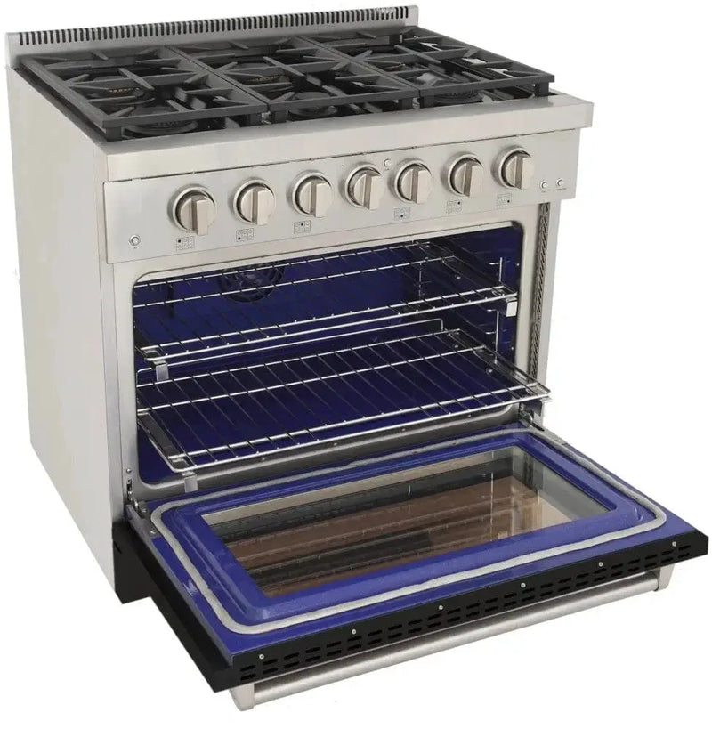 Kucht 36" Freestanding Professional Gas Range KFX3600X-BK by Farmhouse Kitchen and Bath