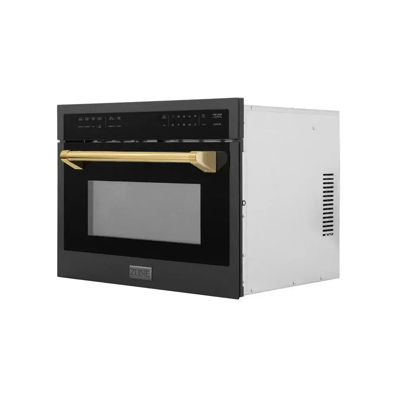 ZLINE 24" Convection Microwave, Black Stainless, Gold MWOZ-24-BS-G by Farmhouse Kitchen and Bath