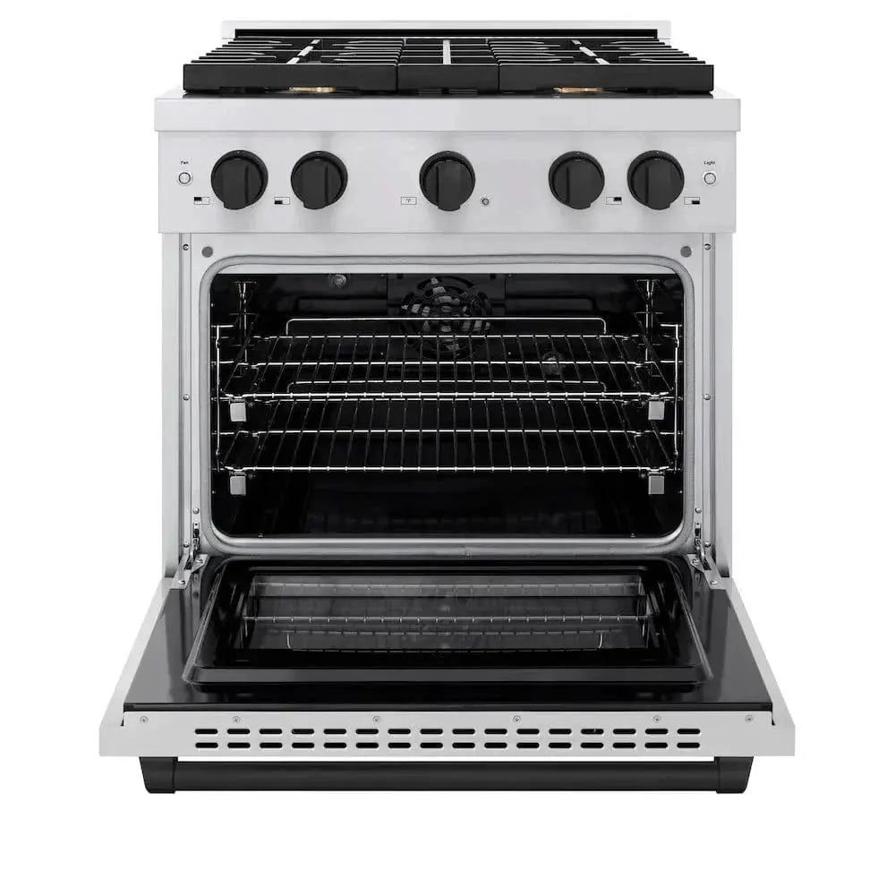 ZLINE 30"Paramount Dual Fuel Range Stainless Steel Matte Black SDRZ-30-MB by Farmhouse Kitchen and Bath