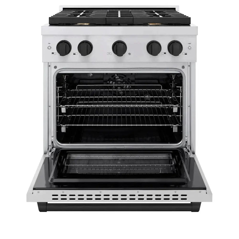 ZLINE 30"Paramount Dual Fuel Range Stainless Steel Matte Black SDRZ-30-MB by Farmhouse Kitchen and Bath