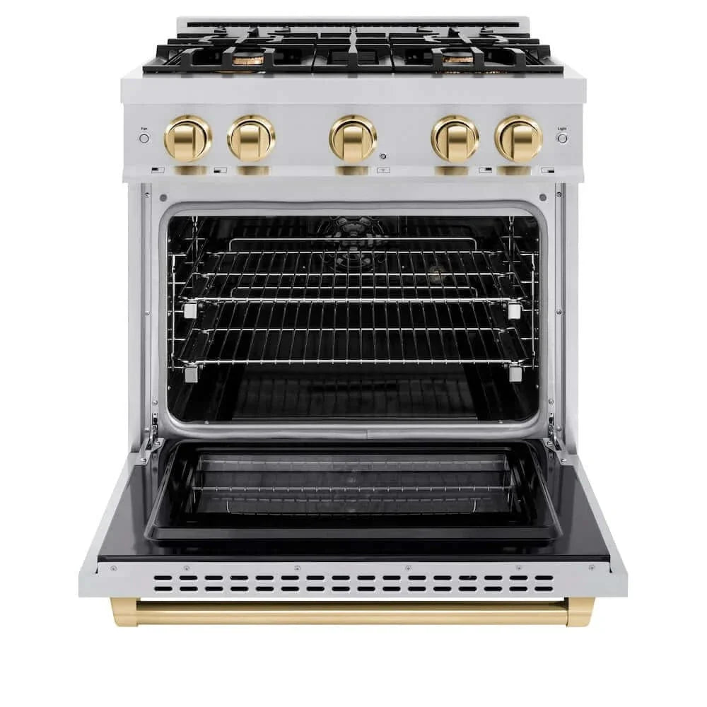 ZLINE 30" Select Gas Range Convection Gas Oven Stainless Steel Gold HGRZ-30-G by Farmhouse Kitchen and Bath