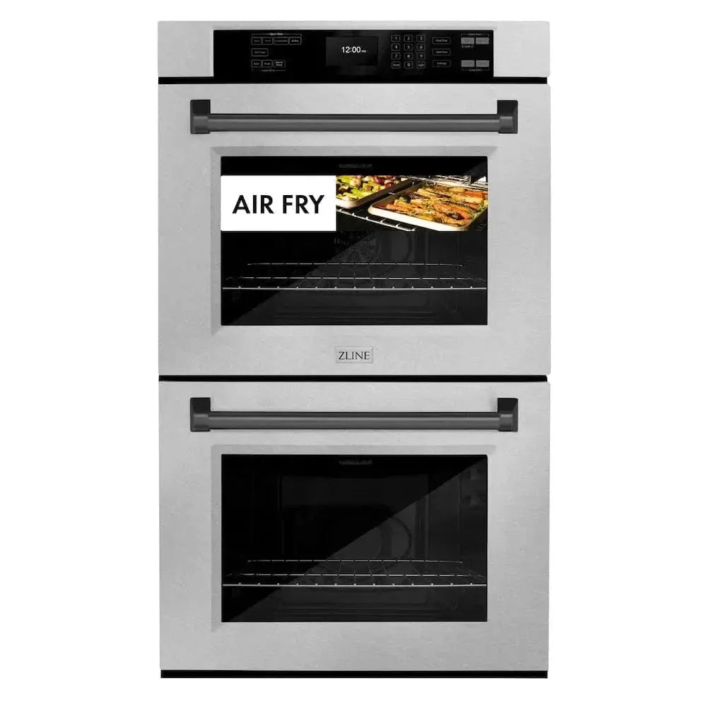 ZLINE 30"Professional True Convection Double Wall Oven, Air Fry, Self Clean, DuraSnow® Matte Black WADSZ-30-MB by Farmhouse Kitchen and Bath