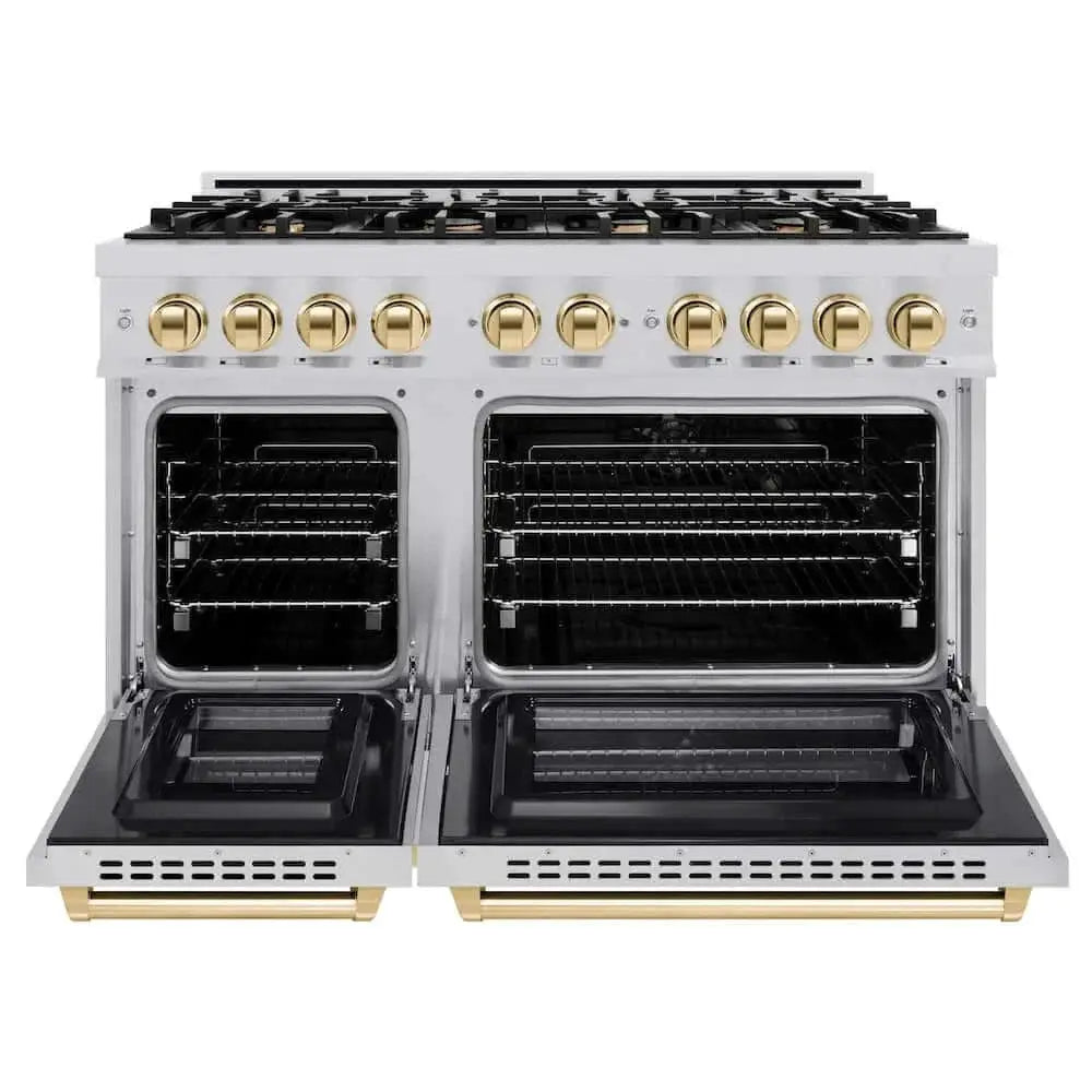 ZLINE 48" Select Dual Fuel Range Gas Cooktop Electric Convection Oven Stainless Steel Gold HDRZ-48-G by Farmhouse Kitchen and Bath