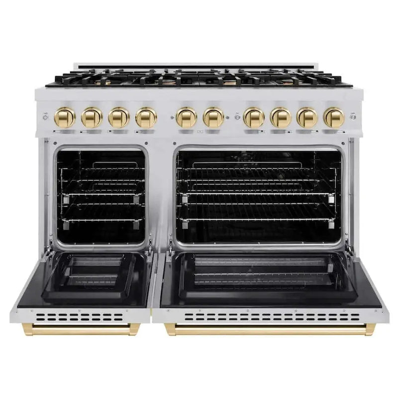 ZLINE 48" Select Dual Fuel Range Gas Cooktop Electric Convection Oven Stainless Steel Gold HDRZ-48-G by Farmhouse Kitchen and Bath