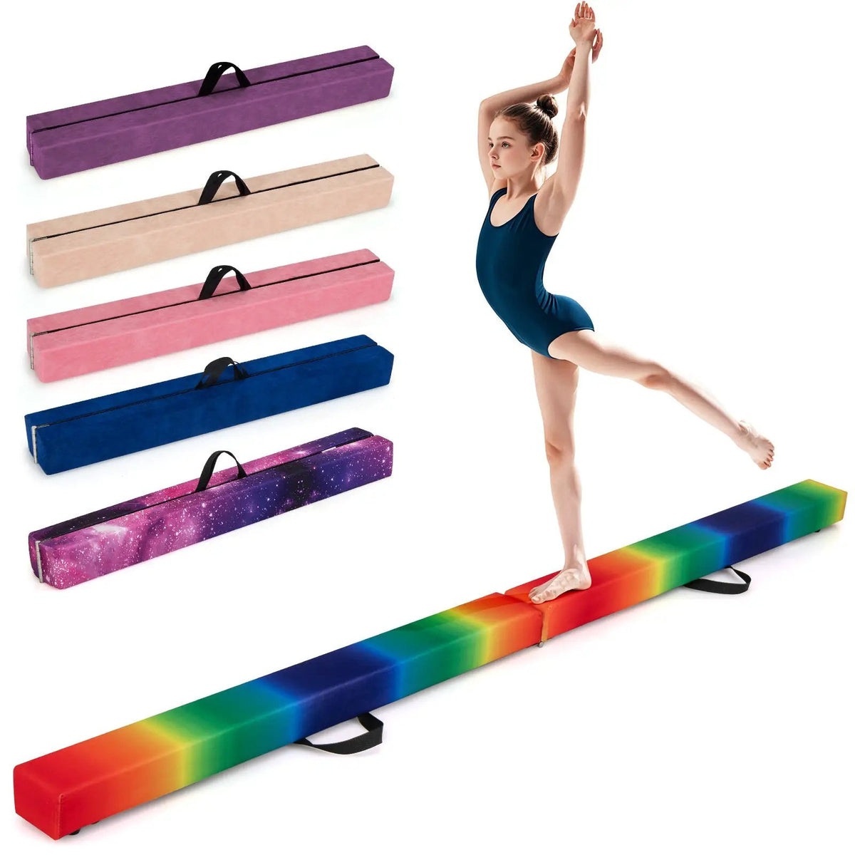 7 Feet Folding Portable Floor Balance Beam with Handles for Gymnasts by DirectDeals