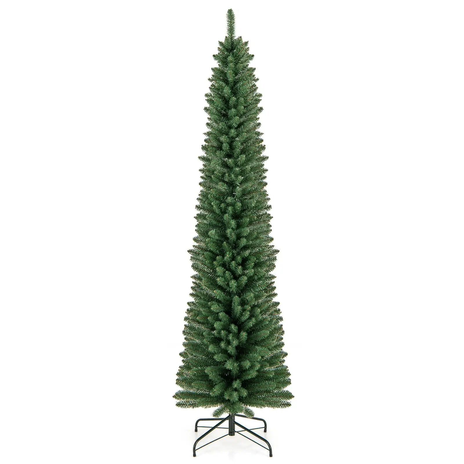 5/6/7/8 Feet Pencil Christmas Tree with 295/392/523/671 Memory Wire Branch Tips and Upgraded Metal Stand by DirectDeals