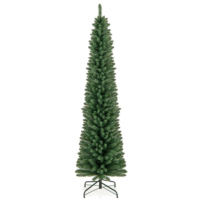 5/6/7/8 Feet Pencil Christmas Tree with 295/392/523/671 Memory Wire Branch Tips and Upgraded Metal Stand by DirectDeals