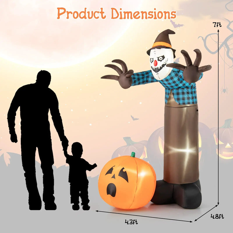 7 FT Inflatable Halloween Haunted Scarecrow Pumpkin Ghost with Built-in LED Lights by DirectDeals