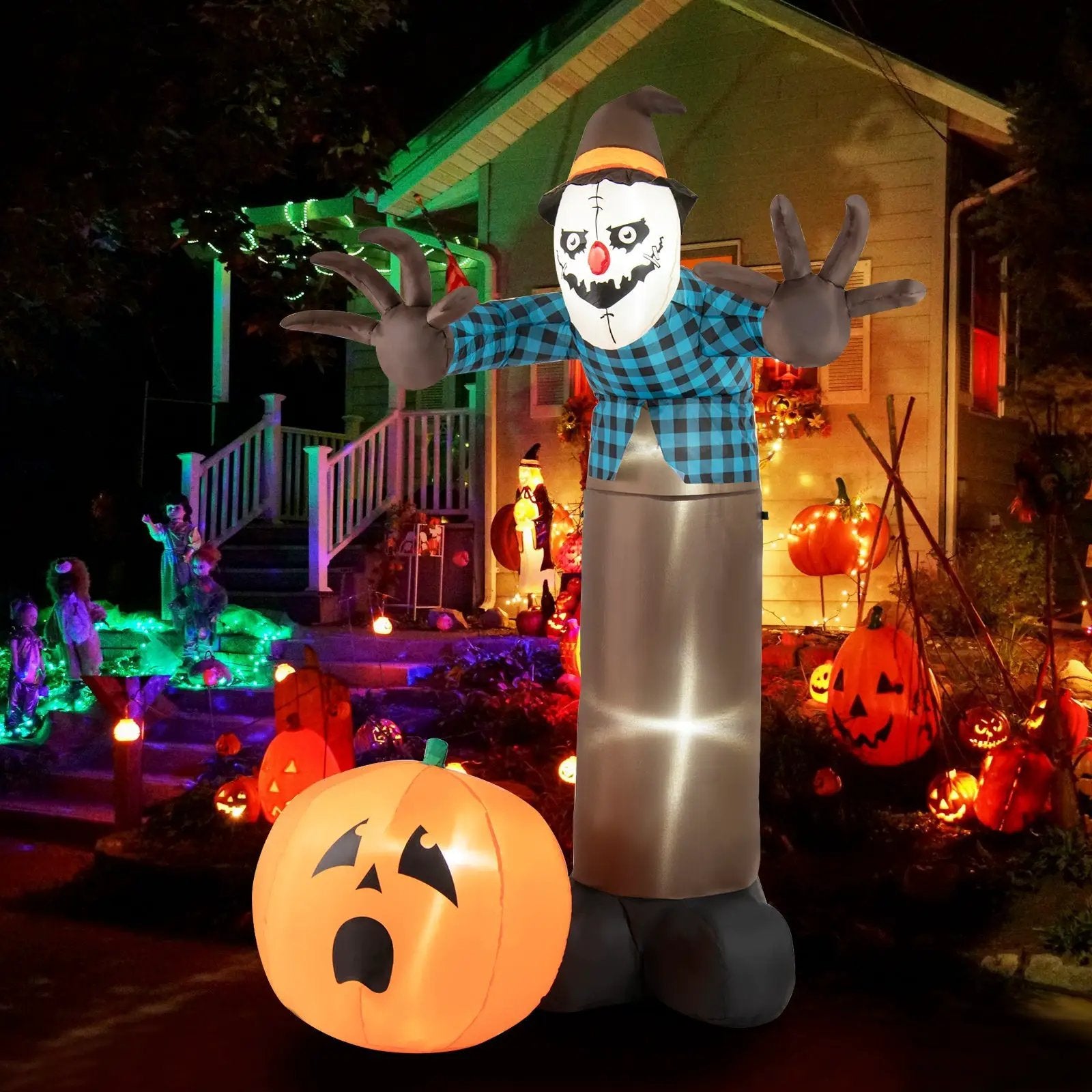 7 FT Inflatable Halloween Haunted Scarecrow Pumpkin Ghost with Built-in LED Lights by DirectDeals