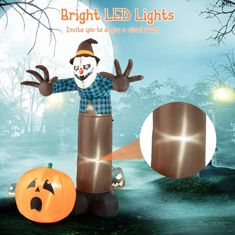 7 FT Inflatable Halloween Haunted Scarecrow Pumpkin Ghost with Built-in LED Lights by DirectDeals