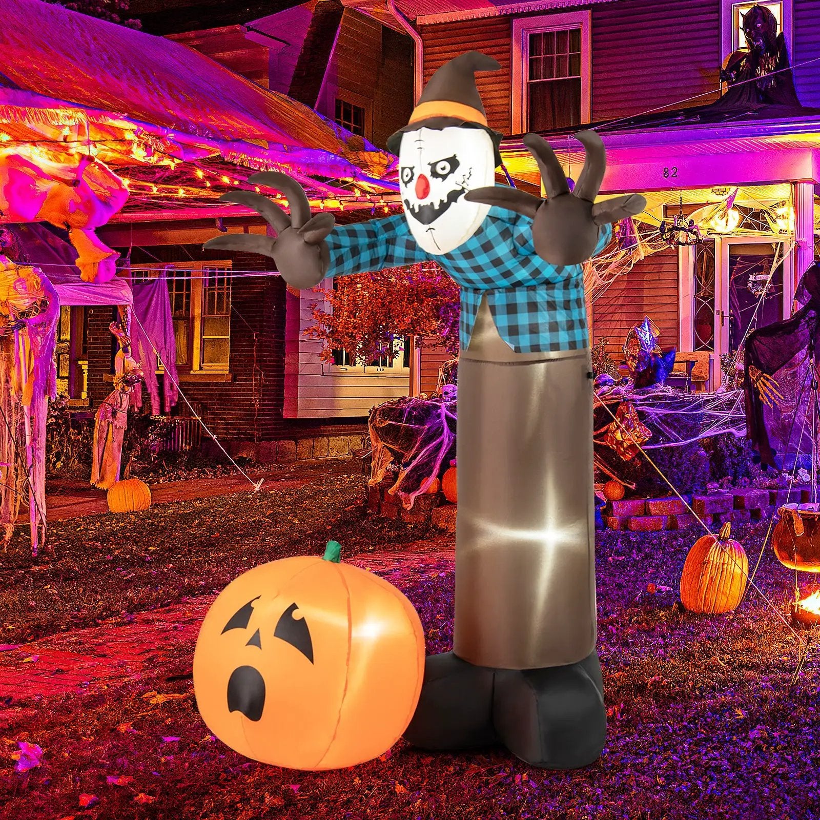 7 FT Inflatable Halloween Haunted Scarecrow Pumpkin Ghost with Built-in LED Lights by DirectDeals