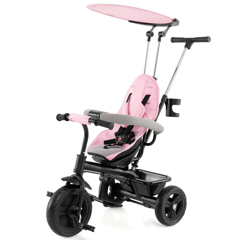 7-in-1 Baby Stroller Tricycle with Adjustable Canopy and Foldable Footrests for Ages 9-60 Months Old by DirectDeals