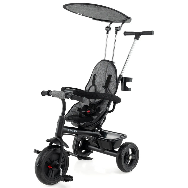 7-in-1 Baby Stroller Tricycle with Adjustable Canopy and Foldable Footrests for Ages 9-60 Months Old by DirectDeals