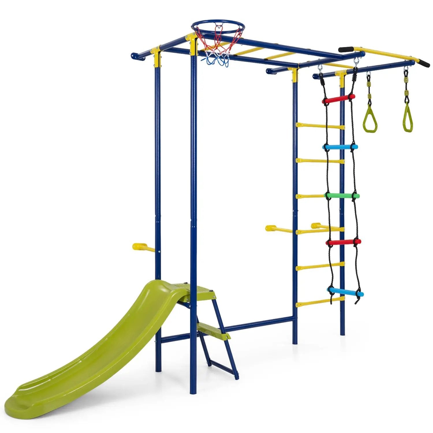 7-in-1 Indoor Jungle Gym for Toddlers with Slide & Rings by DirectDeals