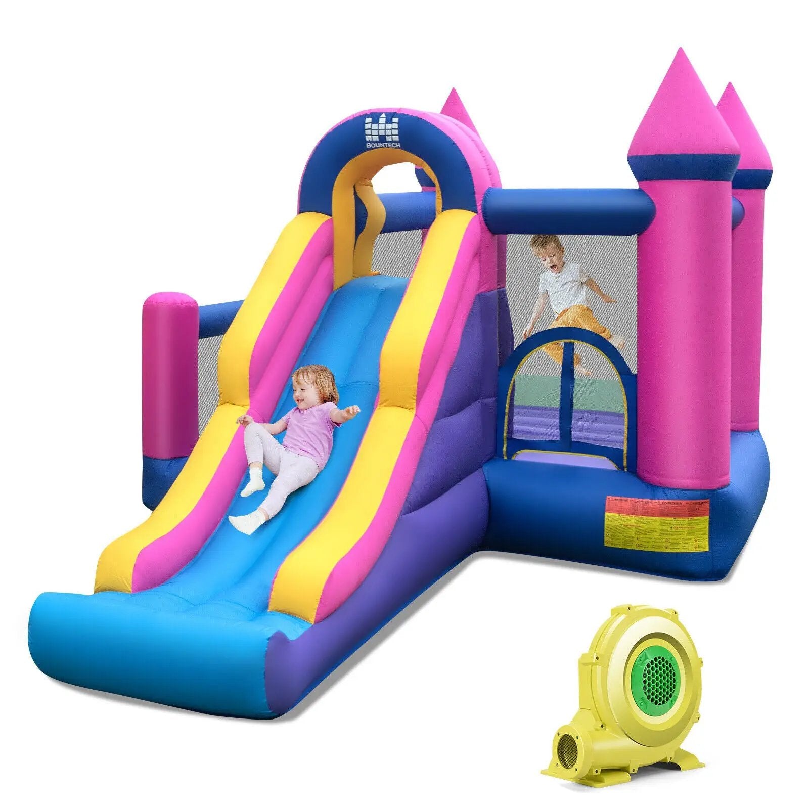 7-in-1 Kids Inflatable Bounce House with Long Slide and 735W Blower by DirectDeals