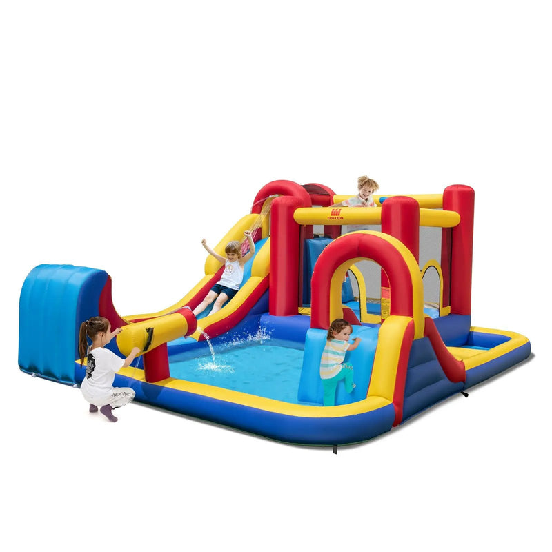7 in 1 Outdoor Inflatable Bounce House with Water Slides and Splash Pools with 680W Blower by DirectDeals