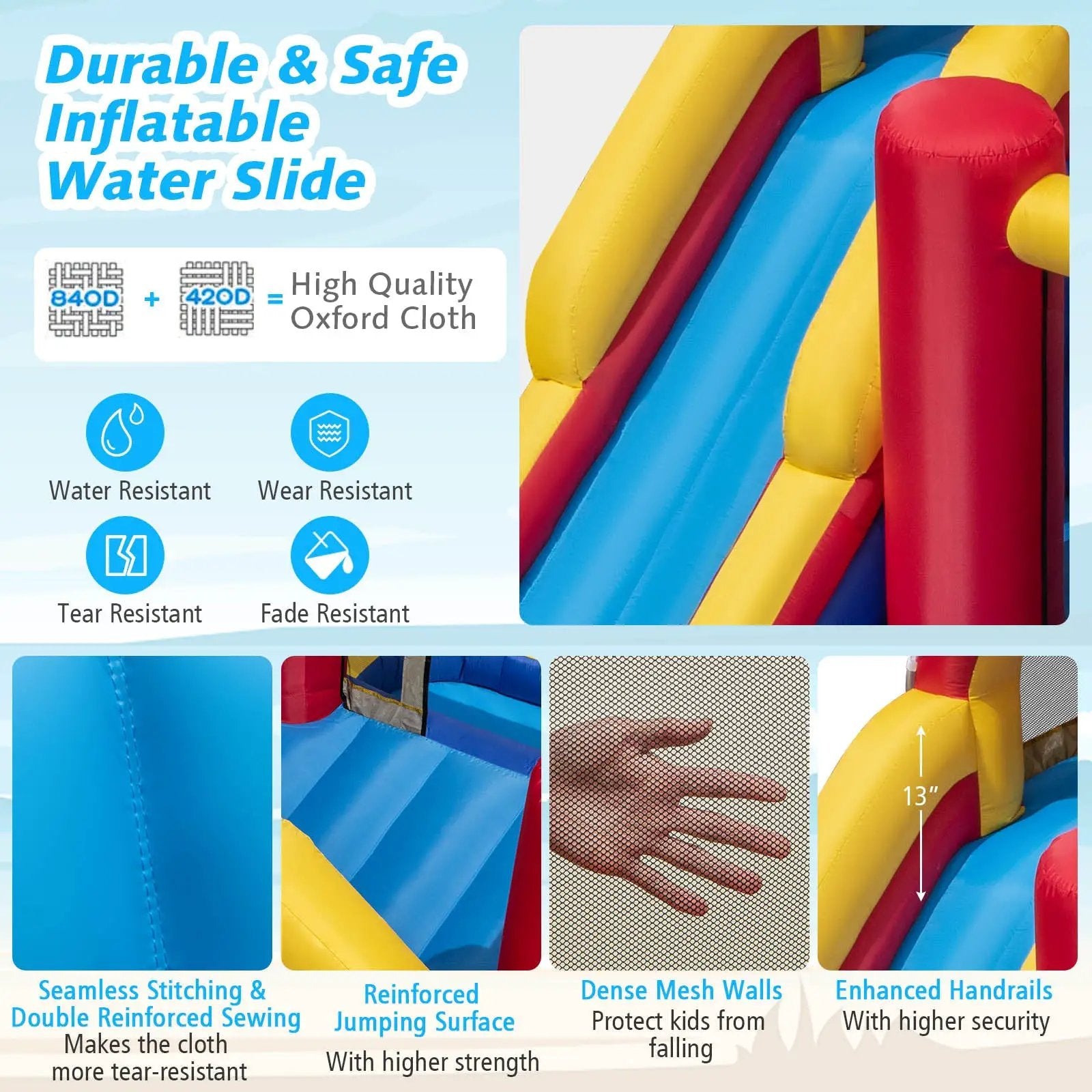 7 in 1 Outdoor Inflatable Bounce House with Water Slides and Splash Pools with 680W Blower by DirectDeals