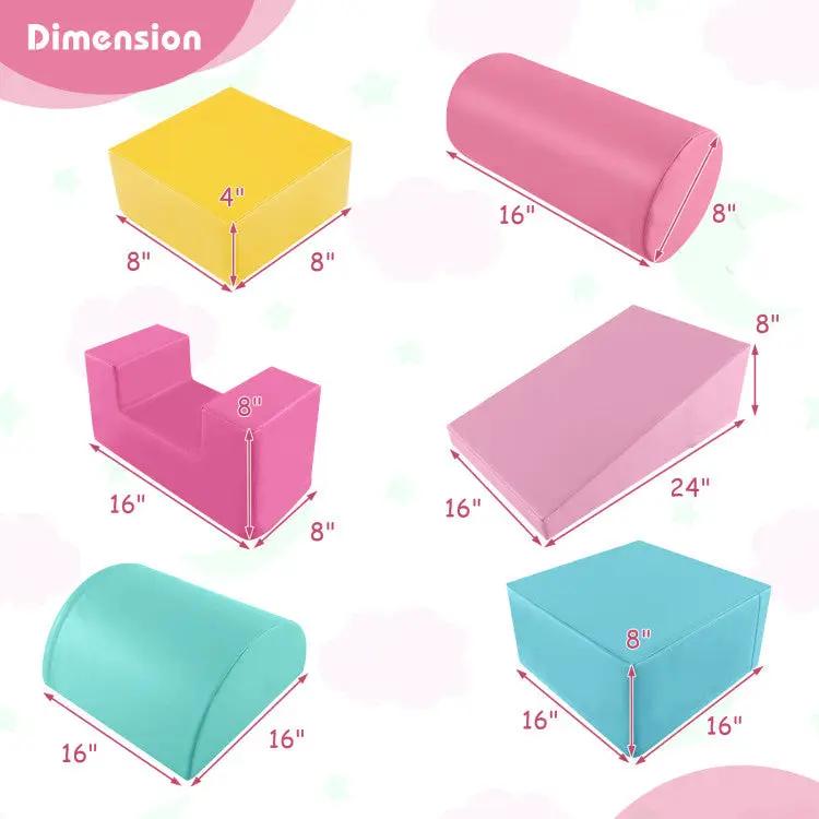 7-in-1 Pikler Triangle Set with 6-Piece Foam Blocks for Toddlers Indoor Playground by DirectDeals
