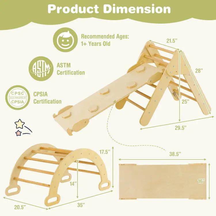 7-in-1 Pikler Triangle Set with 6-Piece Foam Blocks for Toddlers Indoor Playground by DirectDeals