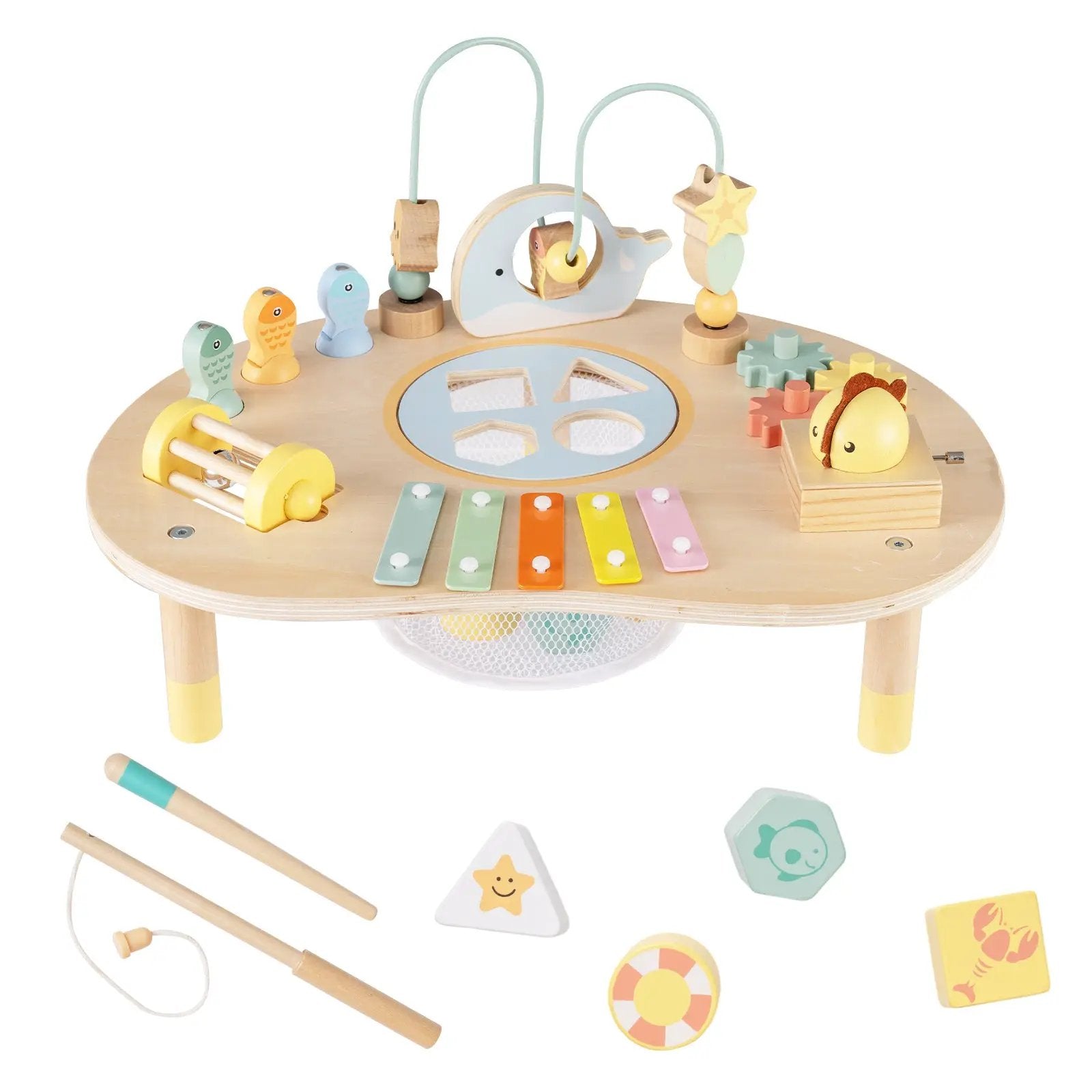 7-in-1 Toddler Activity Table Montessori Sensory Toy for 12 Month+ Wooden Musical Play Table by DirectDeals