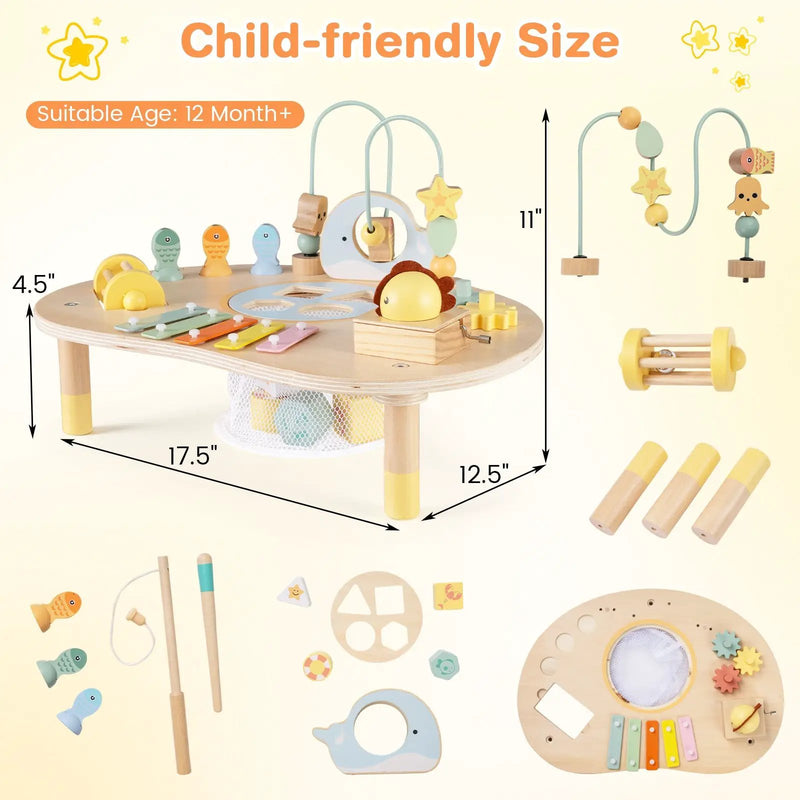7-in-1 Toddler Activity Table Montessori Sensory Toy for 12 Month+ Wooden Musical Play Table by DirectDeals