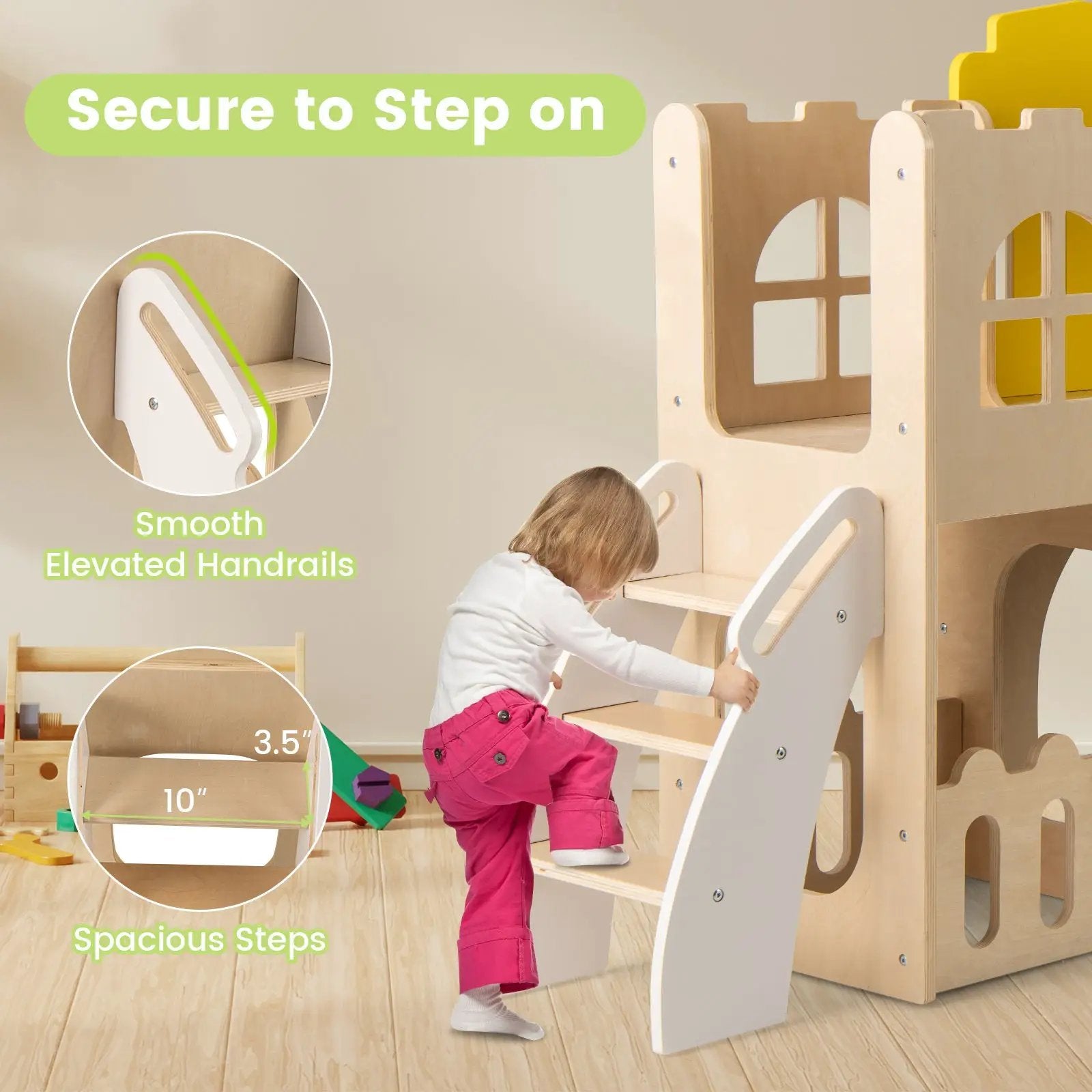 7-in-1 Toddler Slide Set for Kids with Climber and Basketball Hoop-Multicolor by DirectDeals