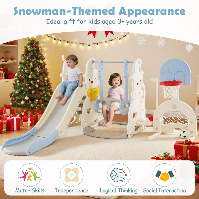 7 in 1 Toddler Slide and Swing Set with Height Adjustable Swing and Basketball Hoop by DirectDeals