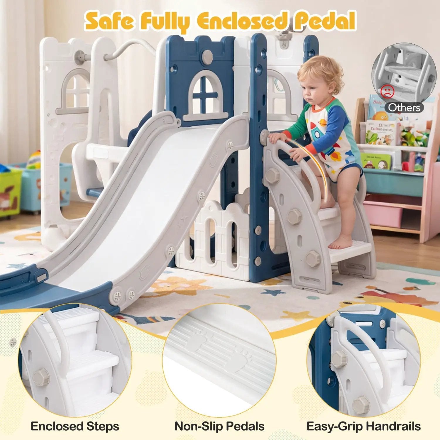 7-in-1 Toddler Swing and Slide Set with Basketball Hoop by DirectDeals