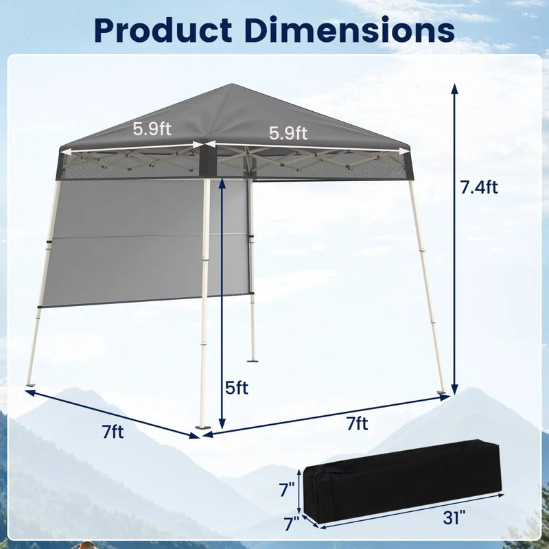 7 x 7 FT Pop-Up Canopy Tent with 1 Push Center Lock for Sports Picnic Camping by DirectDeals