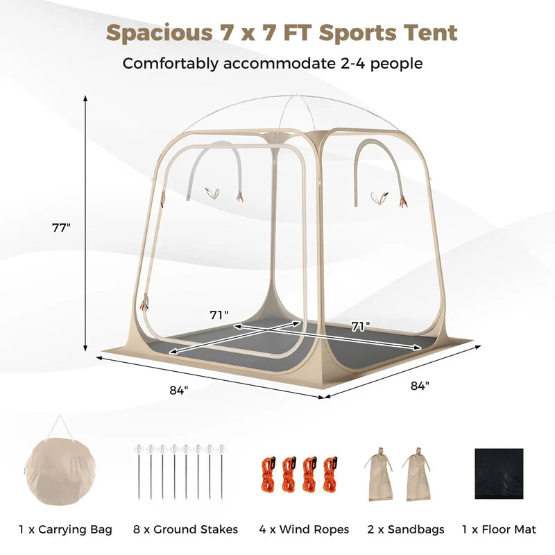7 x 7 FT Pop Up Sports Tent Clear Bubble Tent All-Weather Waterproof Pod with Sealed Floor by DirectDeals