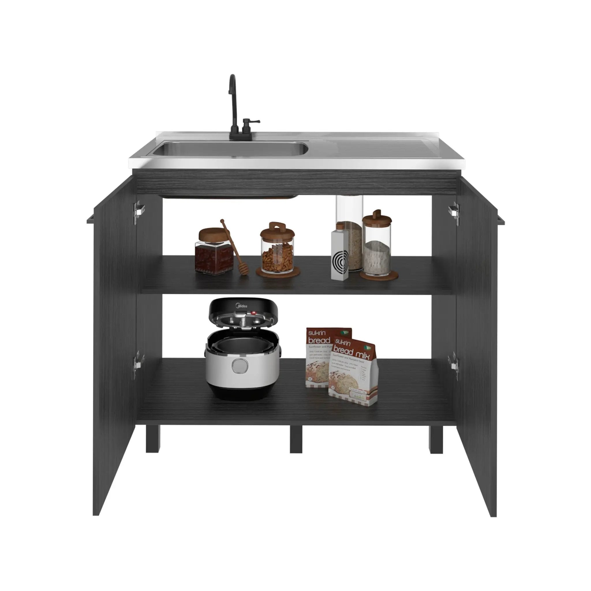 Alatna Freestanding Utility Base Cabinet with Stainless Steel Countertop by HouseOfZazla